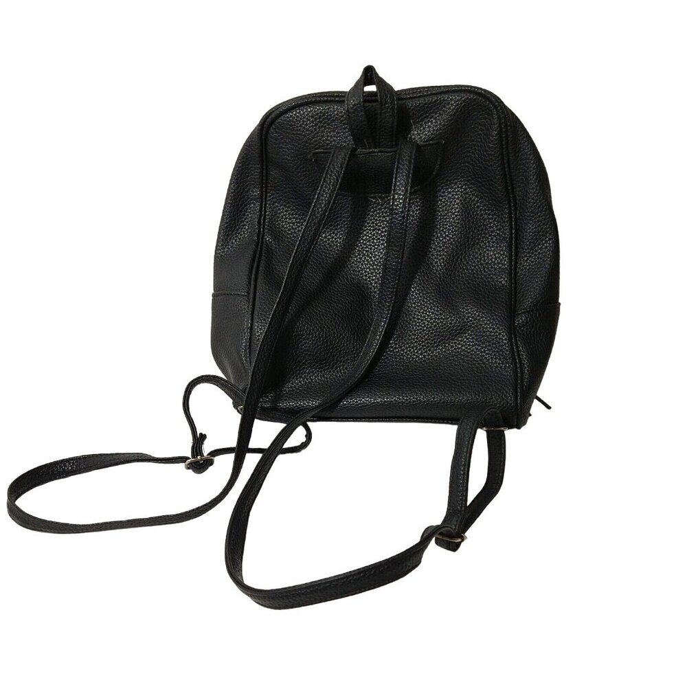 Womens Professional Supplier Black Backpack Faux Leather Zip Closure Tassel - Picture 4 of 6